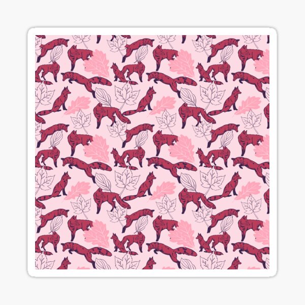 Red fox on a pink background Sticker