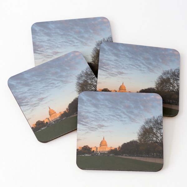 Item preview, Soft Orange Glow - US Capitol and the National Mall at Sunset designed and sold by Georgia Mizuleva.