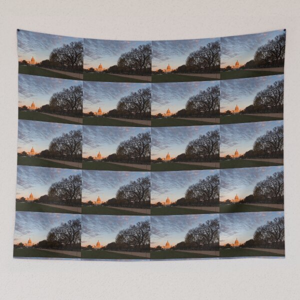 Item preview, Soft Orange Glow - US Capitol and the National Mall at Sunset designed and sold by Georgia Mizuleva.