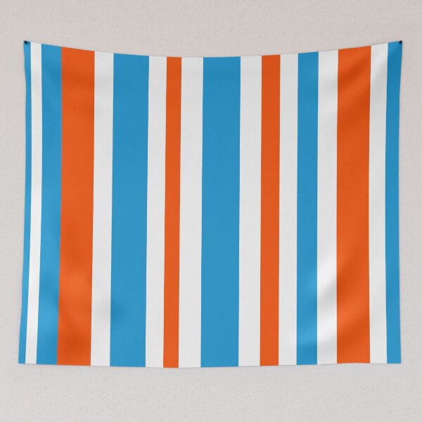 Item preview, Retro Modern Vertical Stripe Pattern Orange Blue White designed and sold by kierkegaard.