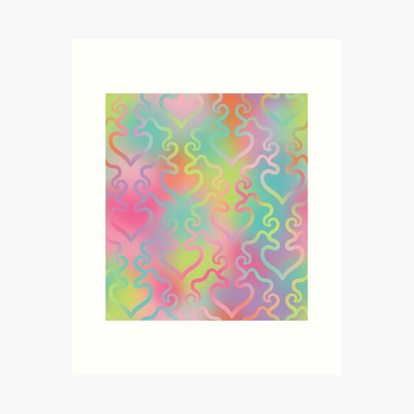 Dreamy Rainbow Damask Art Print