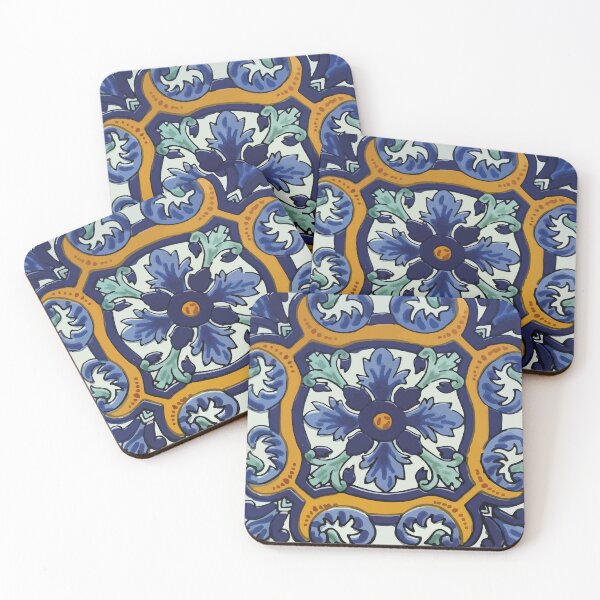 Item preview, Baroque style blue flower mexican elegant talavera tile designed and sold by T-Mex.