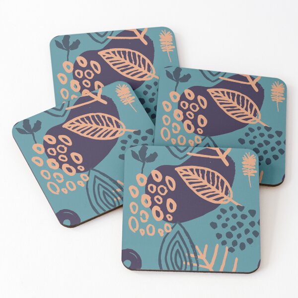 Item preview, Botanical Organic Shapes Pattern on Blue designed and sold by Itaya Art.