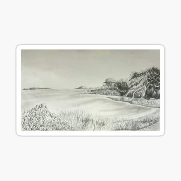 Maine Coastal Drawing Sticker