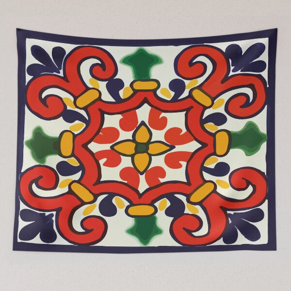 Item preview, Red iron work baroque flower talavera tile azulejo mexican folk art designed and sold by T-Mex.