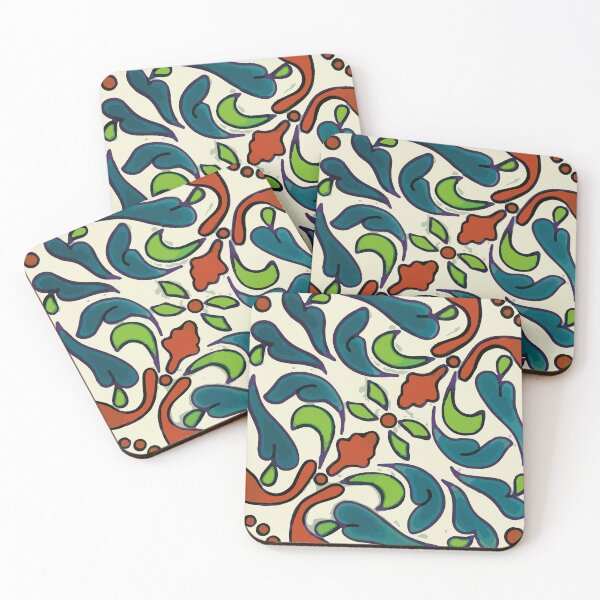 Item preview, Colorful arabesque leaves pattern vintage talavera tile house decoration designed and sold by T-Mex.