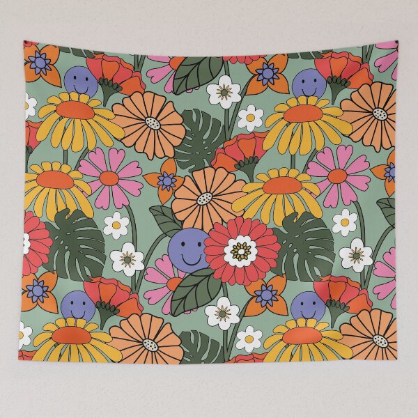 Item preview, 70's Retro Groovy Summer Floral Pattern designed and sold by TeeBeesDesign.