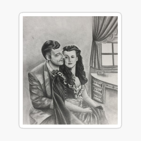Gone With the Wind Boudoir Drawing II Sticker