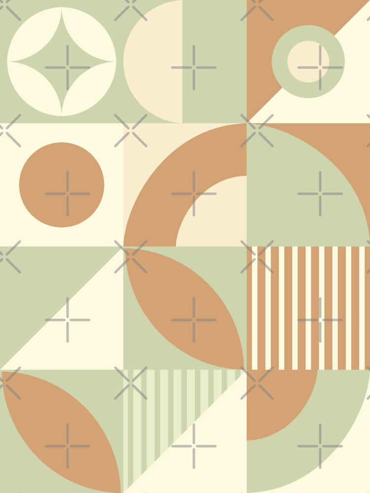 "Pastel green and brown Mid Century modern pattern Bauhaus patterns