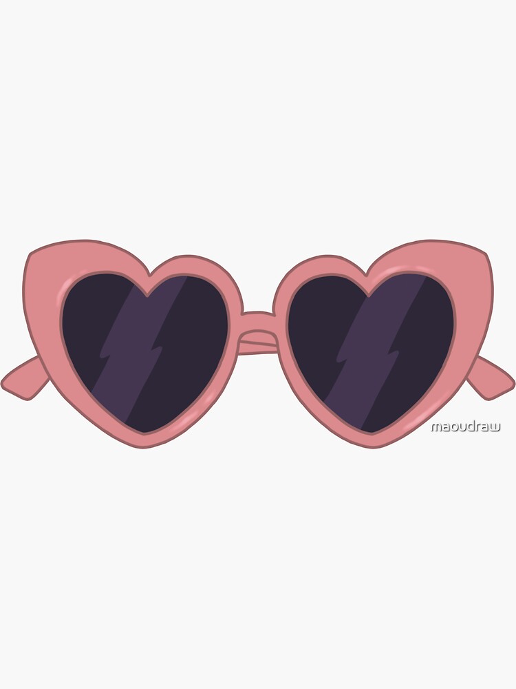 black heart shaped sunglasses aesthetic dollette coquette - Girl - Sticker