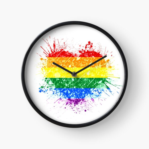 Rainbow Heart Pride Clock