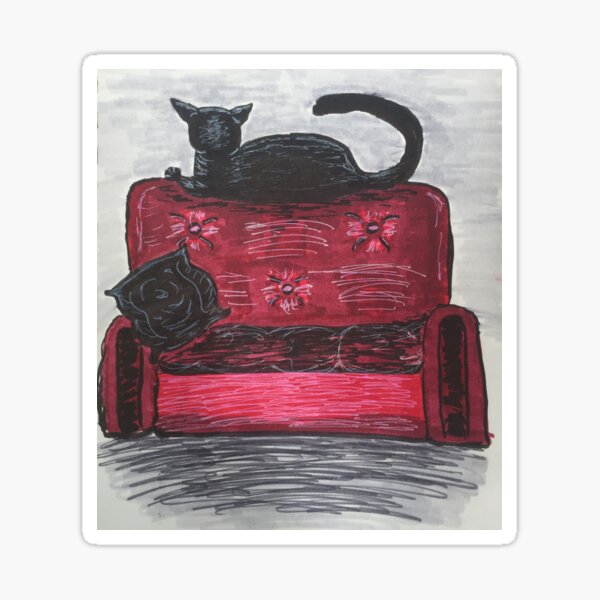 Anti-Social Black Cat Illustration Sticker