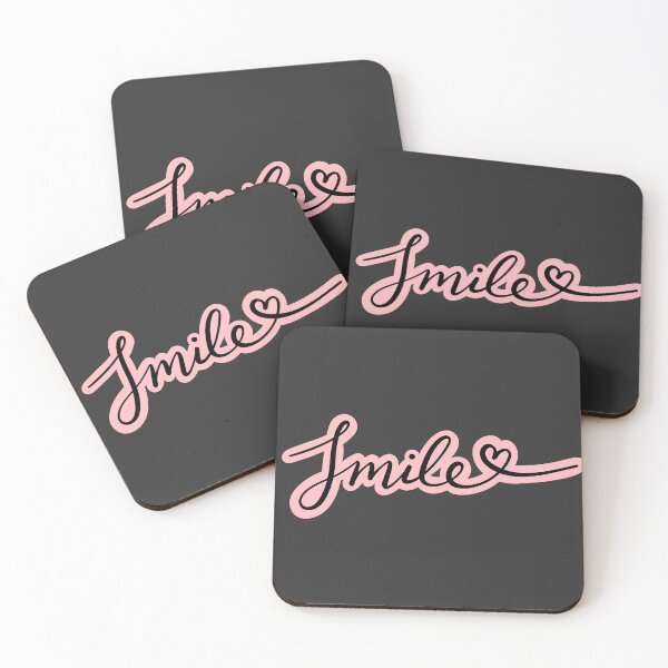 Item preview, "Smile" cursive in black with pastel pink outline designed and sold by PanyaCreative.