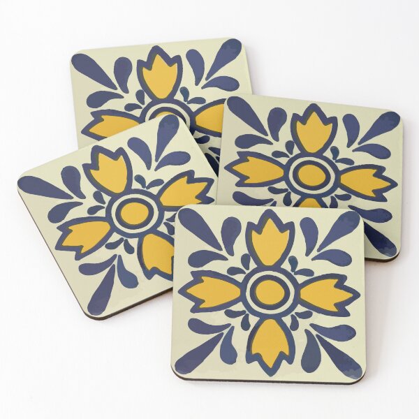 Item preview, Yellow floral bold rustic talavera tile mexican interior design designed and sold by T-Mex.