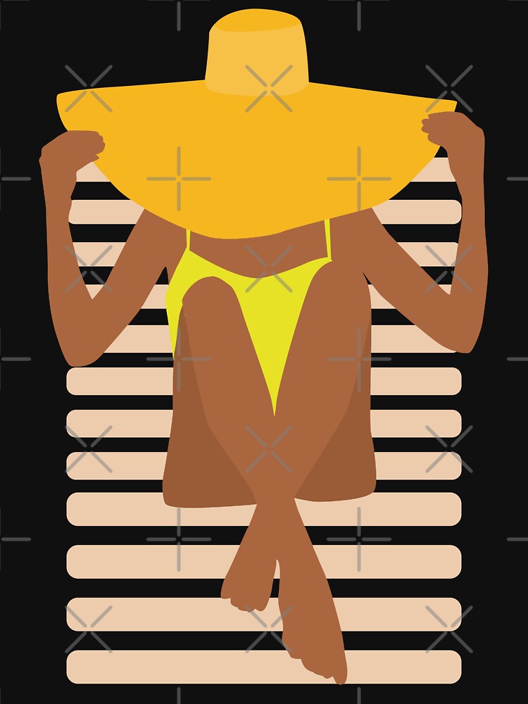 Woman tanning on a beach chair (black background) by Gay-Pride-Depot