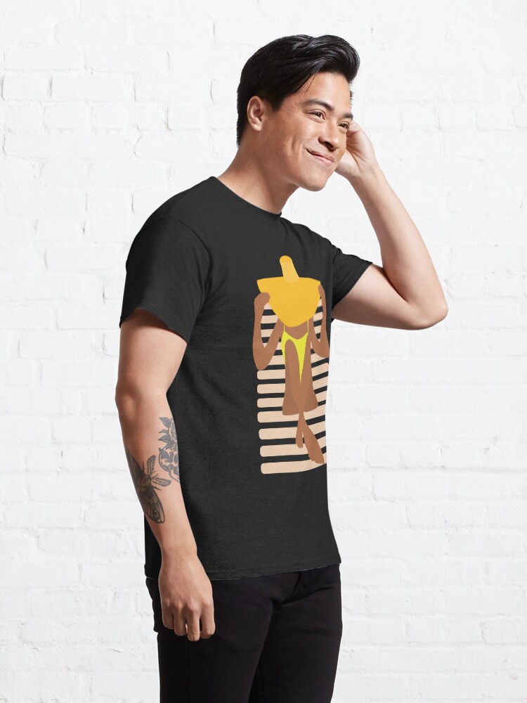 Alternate view of Woman tanning on a beach chair (black background) Classic T-Shirt
