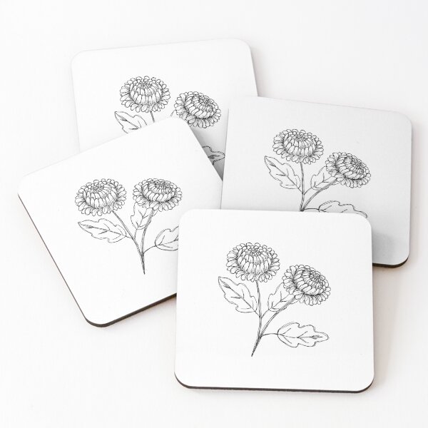 Item preview, Sketched Dahlia flowers designed and sold by PeachBabeSuds.
