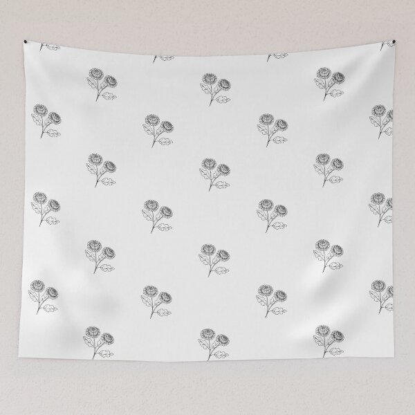Item preview, Sketched Dahlia flowers designed and sold by PeachBabeSuds.