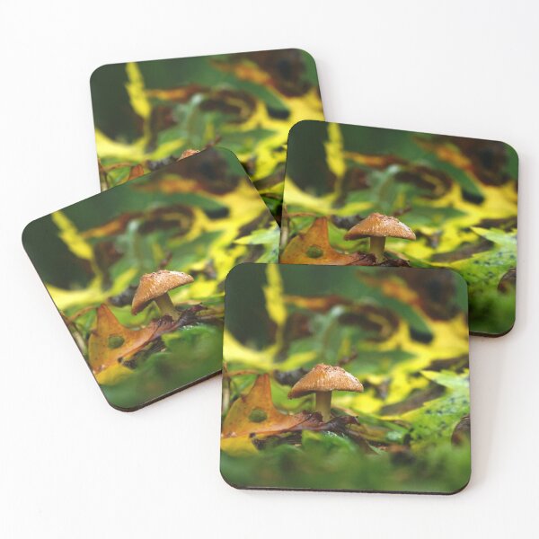 Item preview, Tiny Brown Mushroom Among Fallen Leaves designed and sold by Nalinne Jones.