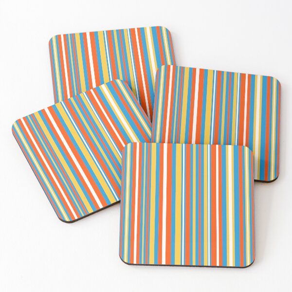 Item preview, Retro Modern Vertical Stripe Pattern Orange Blue Yellow White designed and sold by kierkegaard.