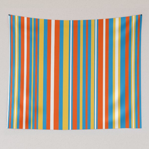 Item preview, Retro Modern Vertical Stripe Pattern Orange Blue Yellow White designed and sold by kierkegaard.