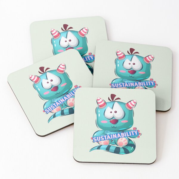 Item preview, Sustainability Turquoise Cartoon Animal Holding A Sign designed and sold by pixelplaza.