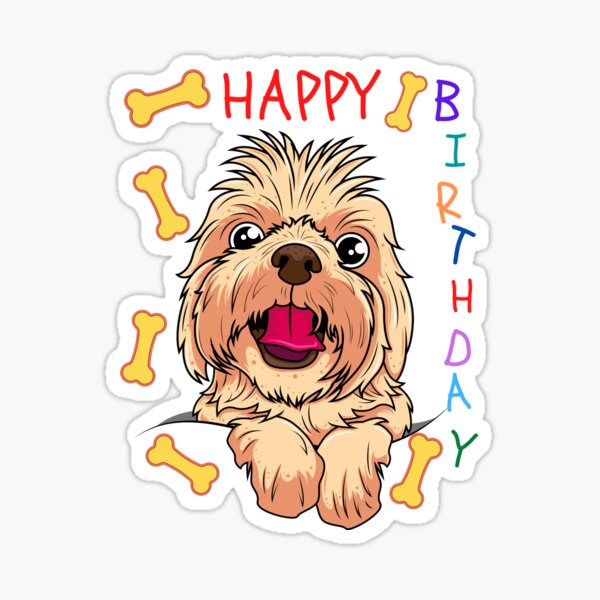 "Happy Birthday Dog Sticker." Sticker for Sale by MyCoolPixel Redbubble