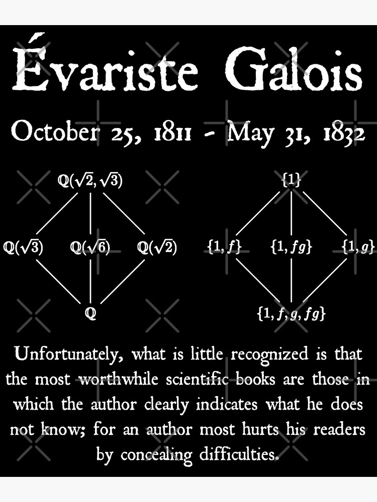 "Evariste Galois Mathematics Education Knowledge Quote Vintage Math