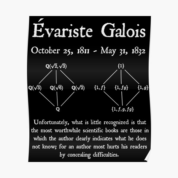 “Evariste Galois Mathematics Education Knowledge Quote Vintage Math