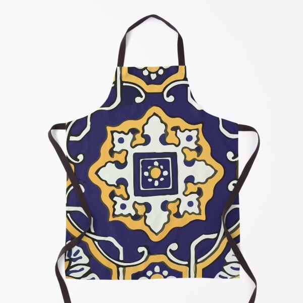 Item preview, Mandala navy and yellow baroque decorative boho chic talavera tile designed and sold by T-Mex.
