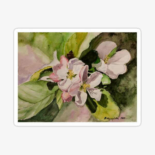 Item preview, Apple Blossom Watercolour Painting designed and sold by Monika's Painting.
