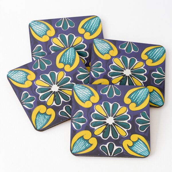 Item preview, Floral bicolor rusic bold glazed ceramic mexican tile designed and sold by T-Mex.
