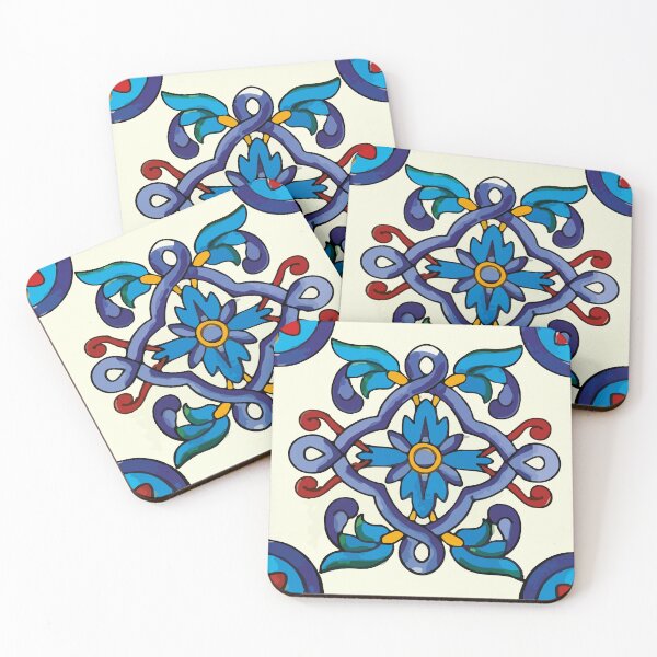 Item preview, Elegant decorative talavera tile vintage blue flower interior design designed and sold by T-Mex.
