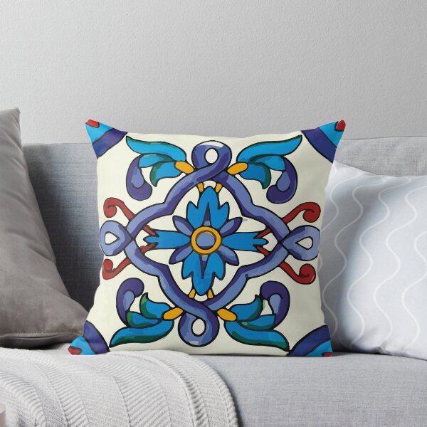 Aperçu de l'œuvre Carrelage talavera décoratif élégant design d'intérieur de fleur bleue vintage créée et vendue par T-Mex.