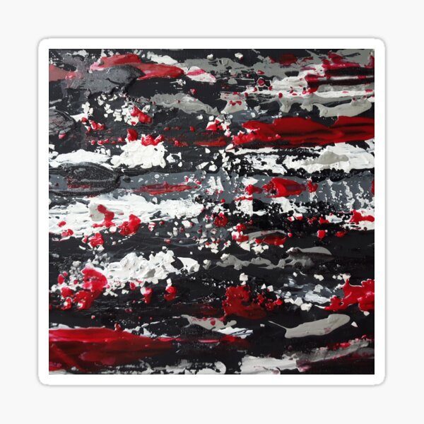 Between black and white, red Sticker