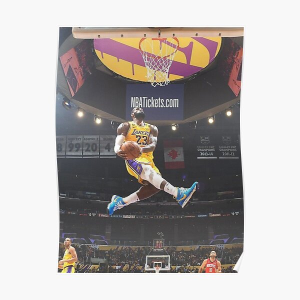 Los Angeles Lakers Lebron James Reverse Windmill Dunk Poster Wall Hanging  Gift