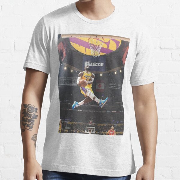 Lebron James T-ShirtLebron James Dunking 6 Lakers Essential T-Shirt for  Sale by GravaLamb