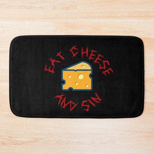 Item preview, Eat Cheese And Sin | Swiss Cheese with Metal Red Font Funny Meme  designed and sold by SomeDesignThing.