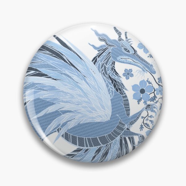 Item preview, Flower Dragon in blue designed and sold by Silver Steer Design.