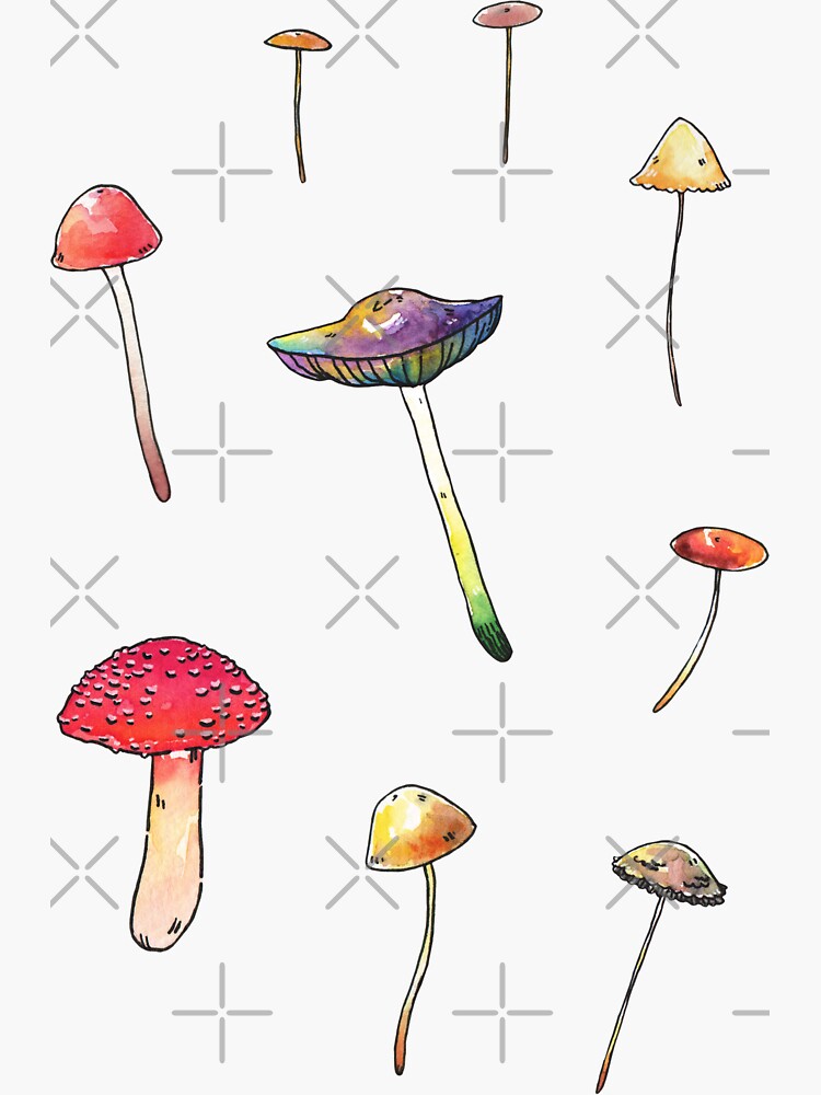 Watercolor Mushrooms by seasofstars