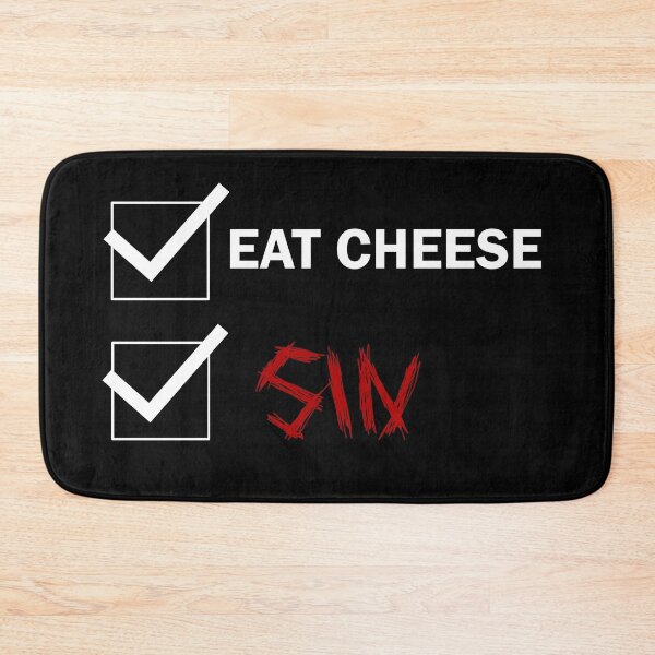 Item preview, Eat Cheese And Sin | Swiss Cheese with Metal Red Font Checklist Funny designed and sold by SomeDesignThing.