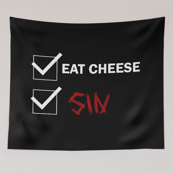 Item preview, Eat Cheese And Sin | Swiss Cheese with Metal Red Font Checklist Funny designed and sold by SomeDesignThing.