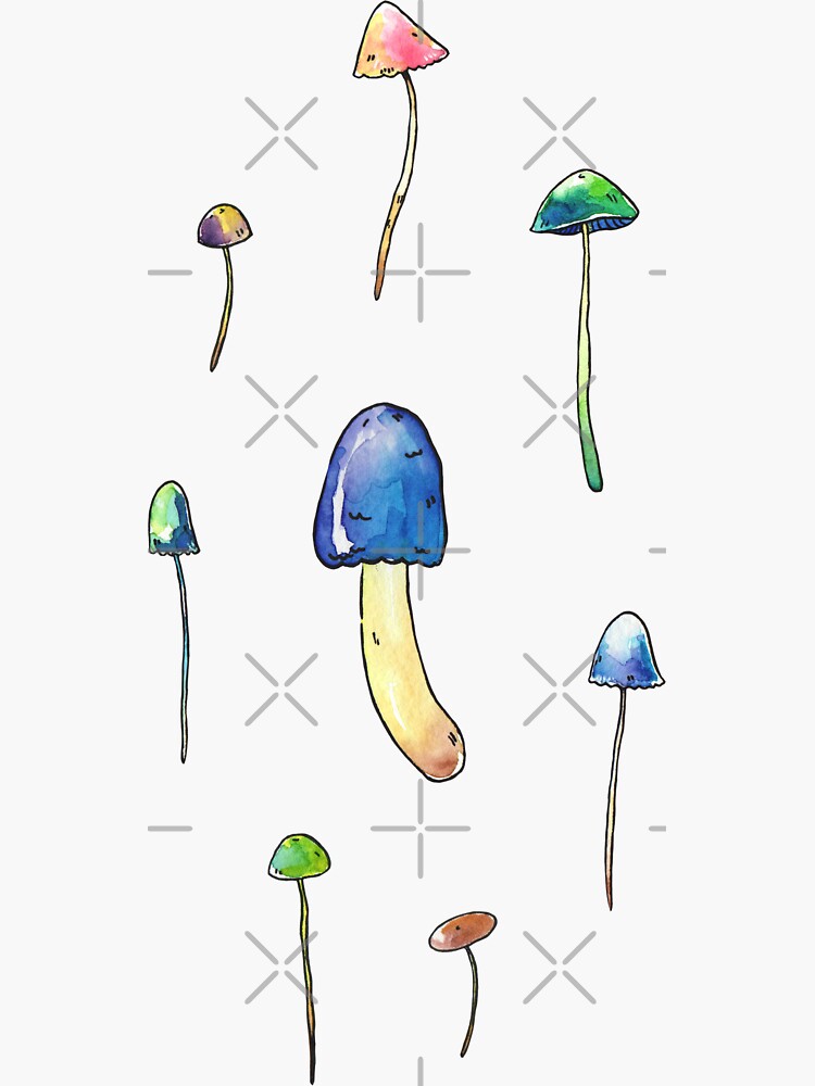 Cool Toned Watercolor Mushroom Stickers by seasofstars