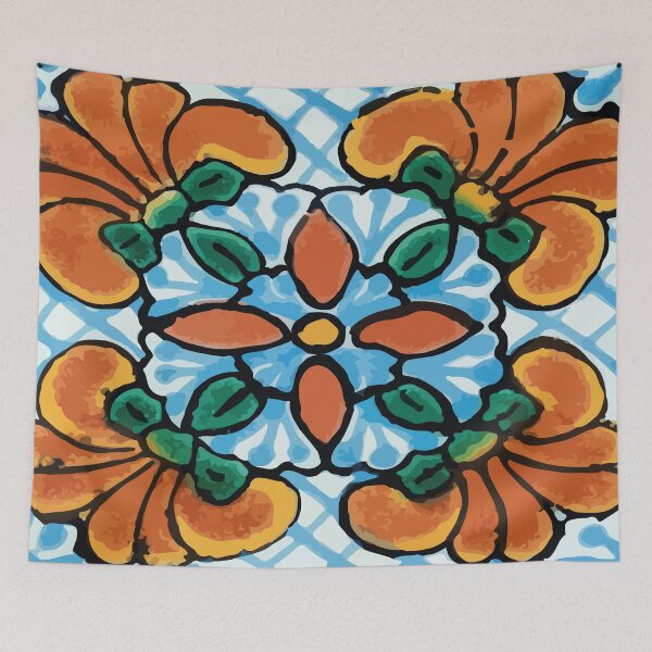 Item preview, Celeste bouquet retro mexican talavera tile vintage interior design designed and sold by T-Mex.