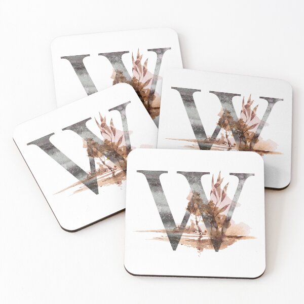 Item preview, Watercolor floral W wedding monogram letter print designed and sold by tiana-geo.