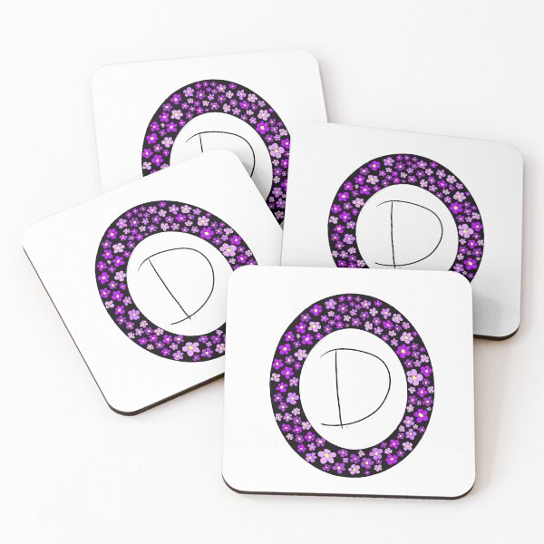Item preview, D purple flowers circle frame monogram designed and sold by Words-Artist.