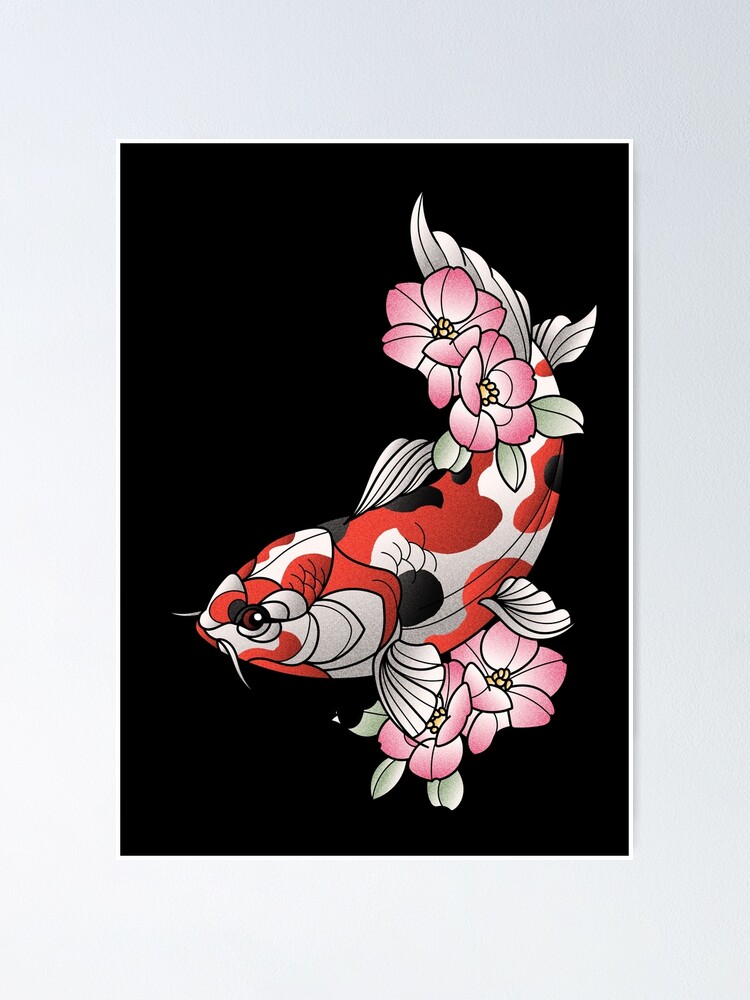 koi fish tattoo neo tradtional art japan | Poster