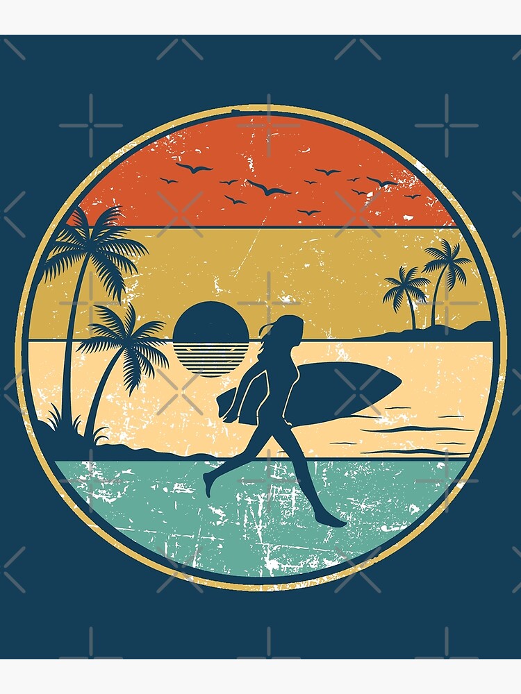 Disover Retro Sunset Surfer Girl Beach Boys Premium Matte Vertical Poster