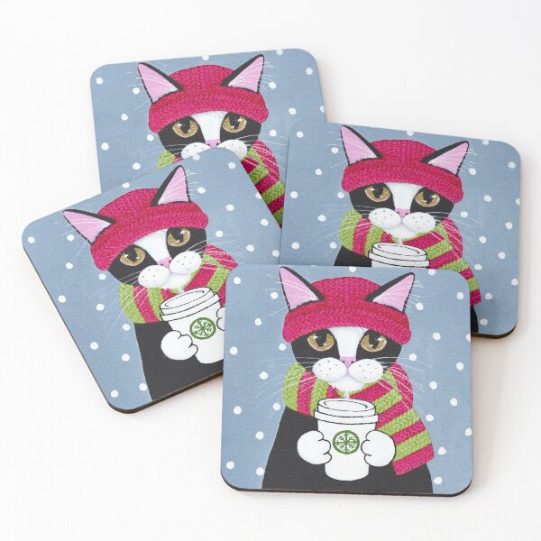 Item preview, Winter Coffee Tuxedo Cat designed and sold by KilkennyCat Art.