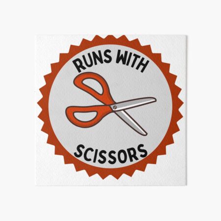 Runs With Scissors Demerit Badge Art Board Print for Sale by litwordsinc